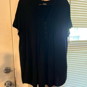 Simply Emma Black Boxy Button Down Babydoll Blouse Sz. 2X